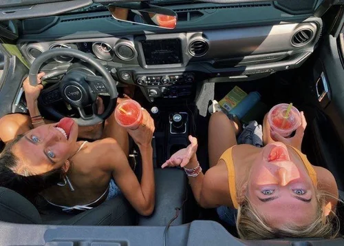 Two women in a car